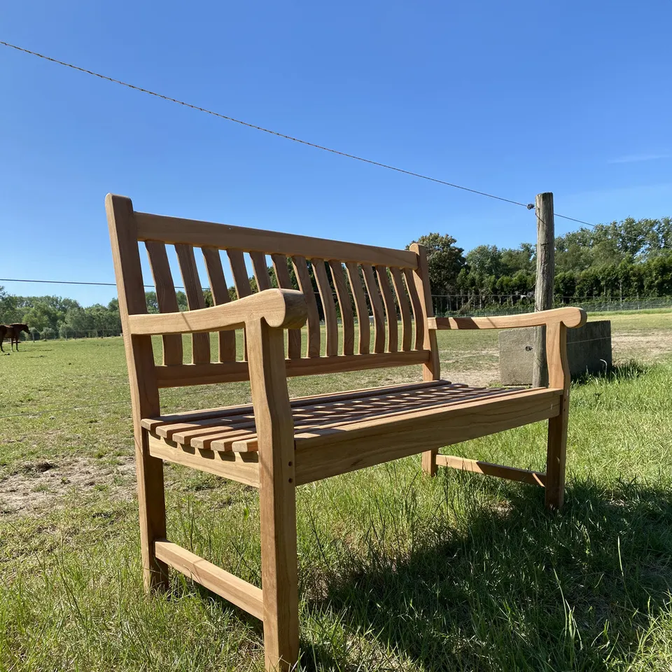 Banc en teck Dordogne 120 cm — photo réelle