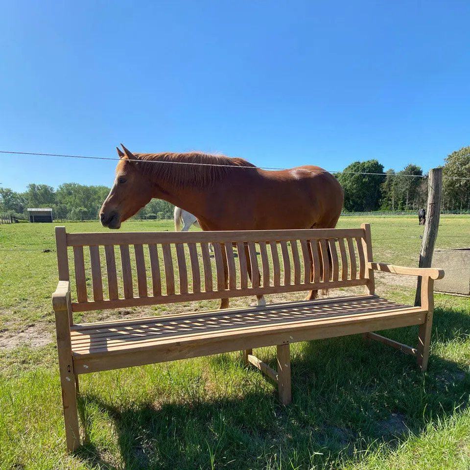 Banc en teck Dordogne 250 cm à trois pieds — vue 5